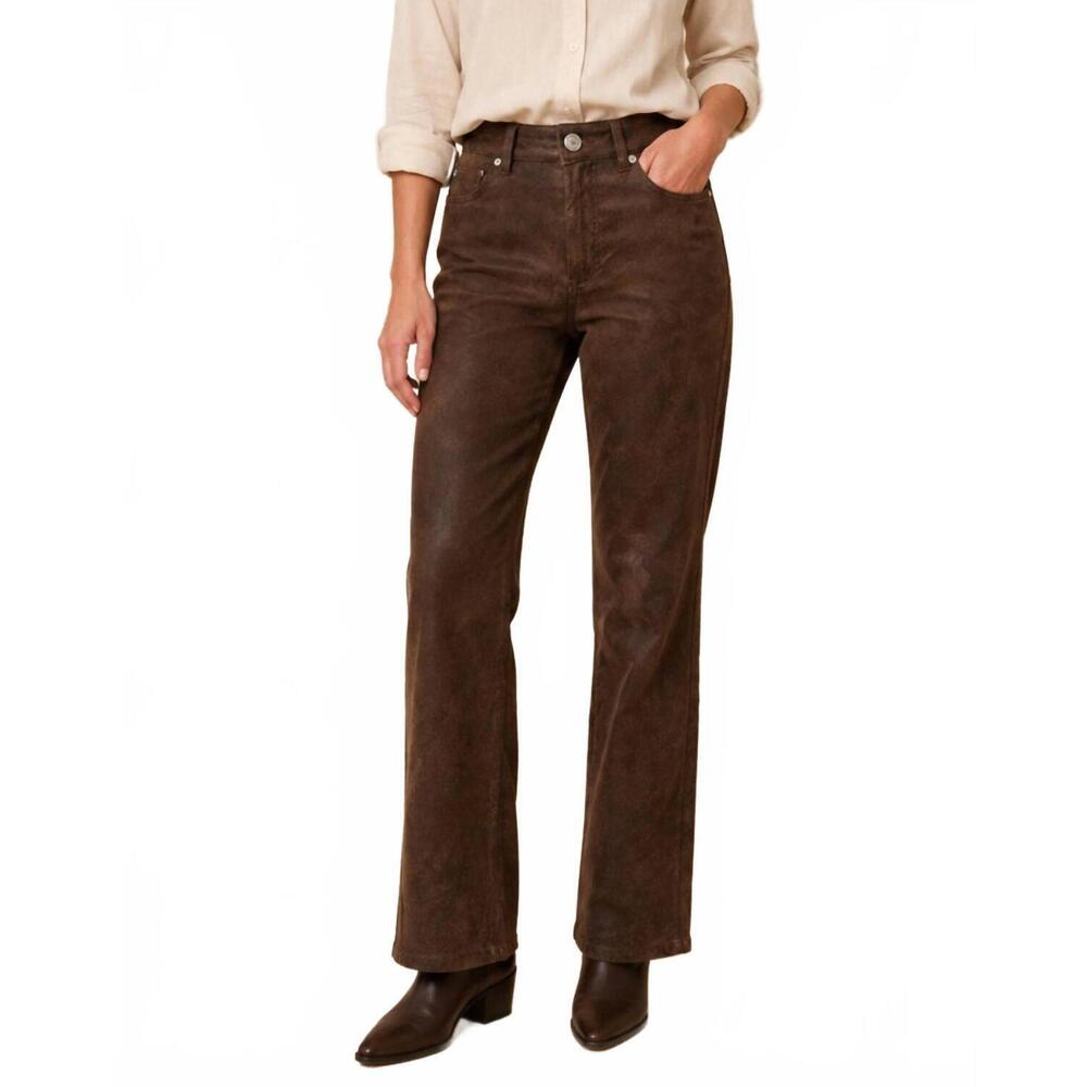 NEW CARRELI JEANS high rise coated jeans in brown